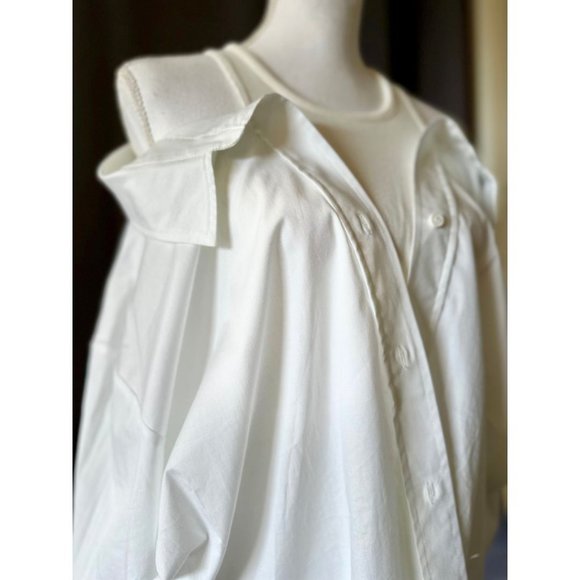 DKNY Cotton Poplin women’s buttoned closure oversized Top shirt size M - Picture 4 of 10